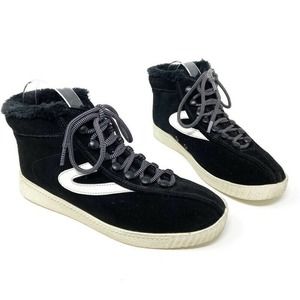 Tretorn Nylite 50 Sneaker Shoes Black Faux Fur 7.5